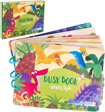 Livre d'activités Montessori Fidtoy pour tout-petits avec dinosaures et activités à la ferme