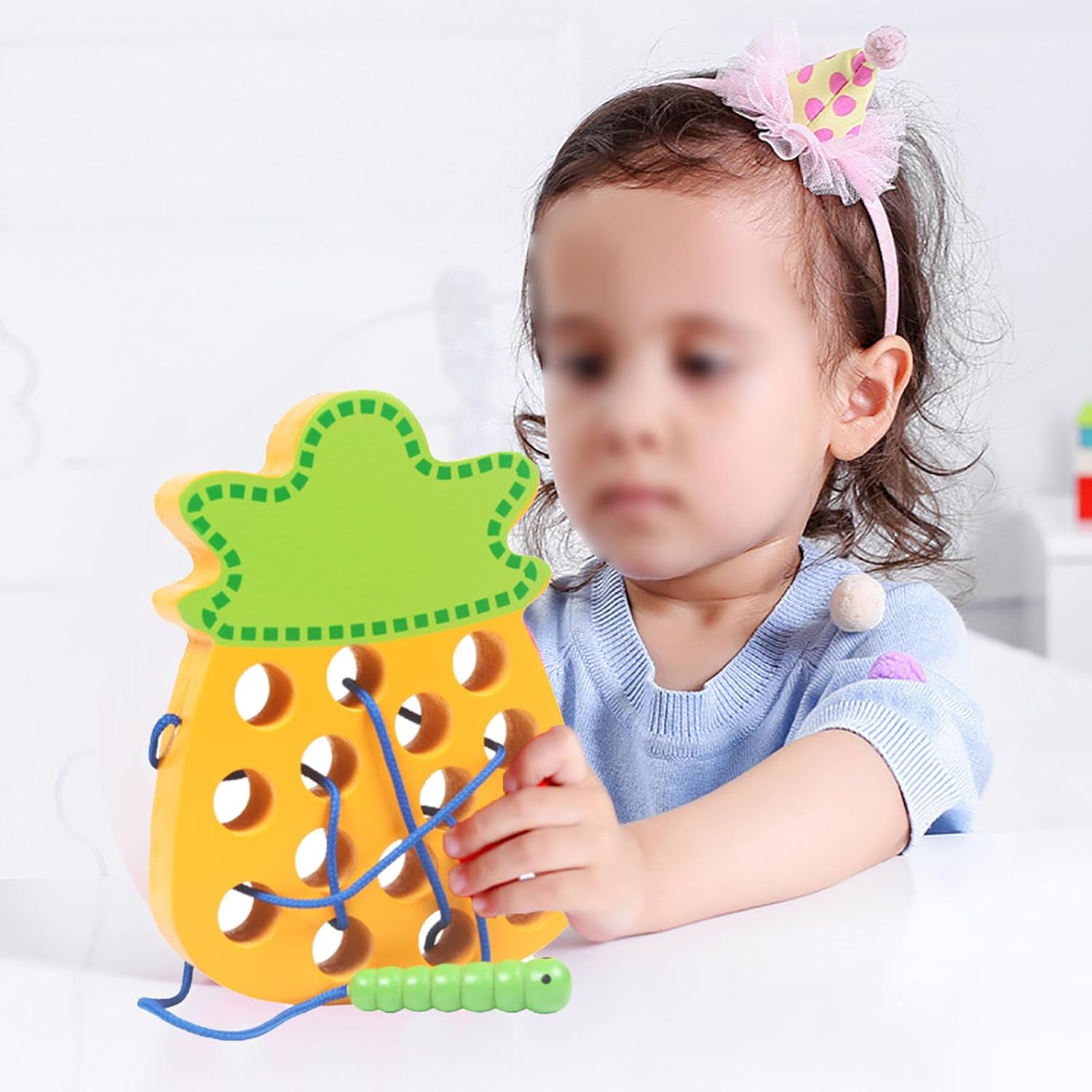 LJCM Eating Fruit, Wooden Lacing Threading Toy Promotes Exercise for 1-2 Years Old Kids (#1)