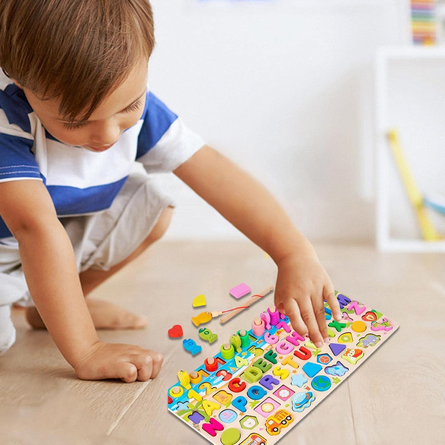 2 Pcs Toddler Number Puzzle - Kids Fishing Game - Counting Games Learn Arabic Numerals, Enhance Hands-on Ability, Develop Hand-eye Coordination Preschool Gift for Kids