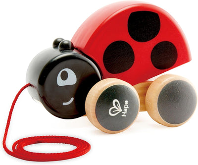 Fidtoy Coccinelle à tirer, jouet de marche en bois pour enfant