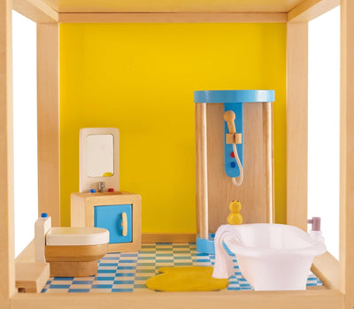 Fidtoy Wooden Dollhouse Bathroom Furniture Set Pretend Play Toy