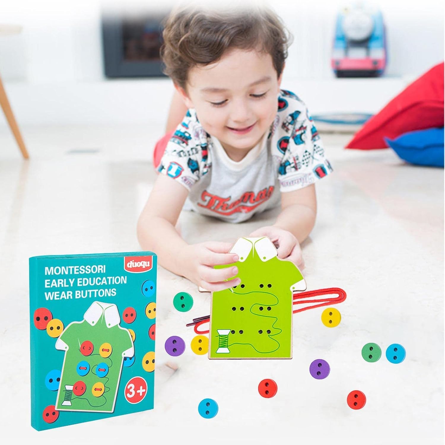 Threader Toys for Toddlers | Sewing Buttons for Training Basic Life Skills Racing Card Games,Montessori Toys Good Motor Skills Threading Game Muskela for Early Development and Education in Kindergarten