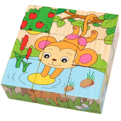 Fidtoy Three Dimensional 6 Sided Block Puzzle for Kids | Wooden Character Cube Puzzle, 6-Sided Matching Blocks, Spatial Reasoning, Problem-Solving & Parent-Child Puzzle Toy Age 2-6