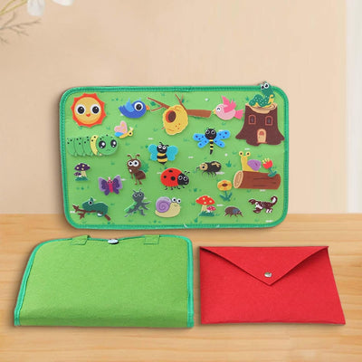 Jouet Montessori Éducation Précoce Portable Coordination Main-Œil Ensemble de Planche d'Activités Insecte