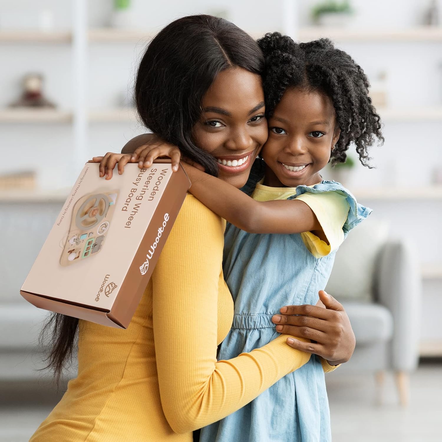 Woodtoe Busy Board for Toddlers, Montessori Steering Wheel Driving Toy, Wooden Sensory Toys, Preschool Learning Activities for Fine Motor Skills Travel, Educational Learning Toy for Kids 3-6 Years Old