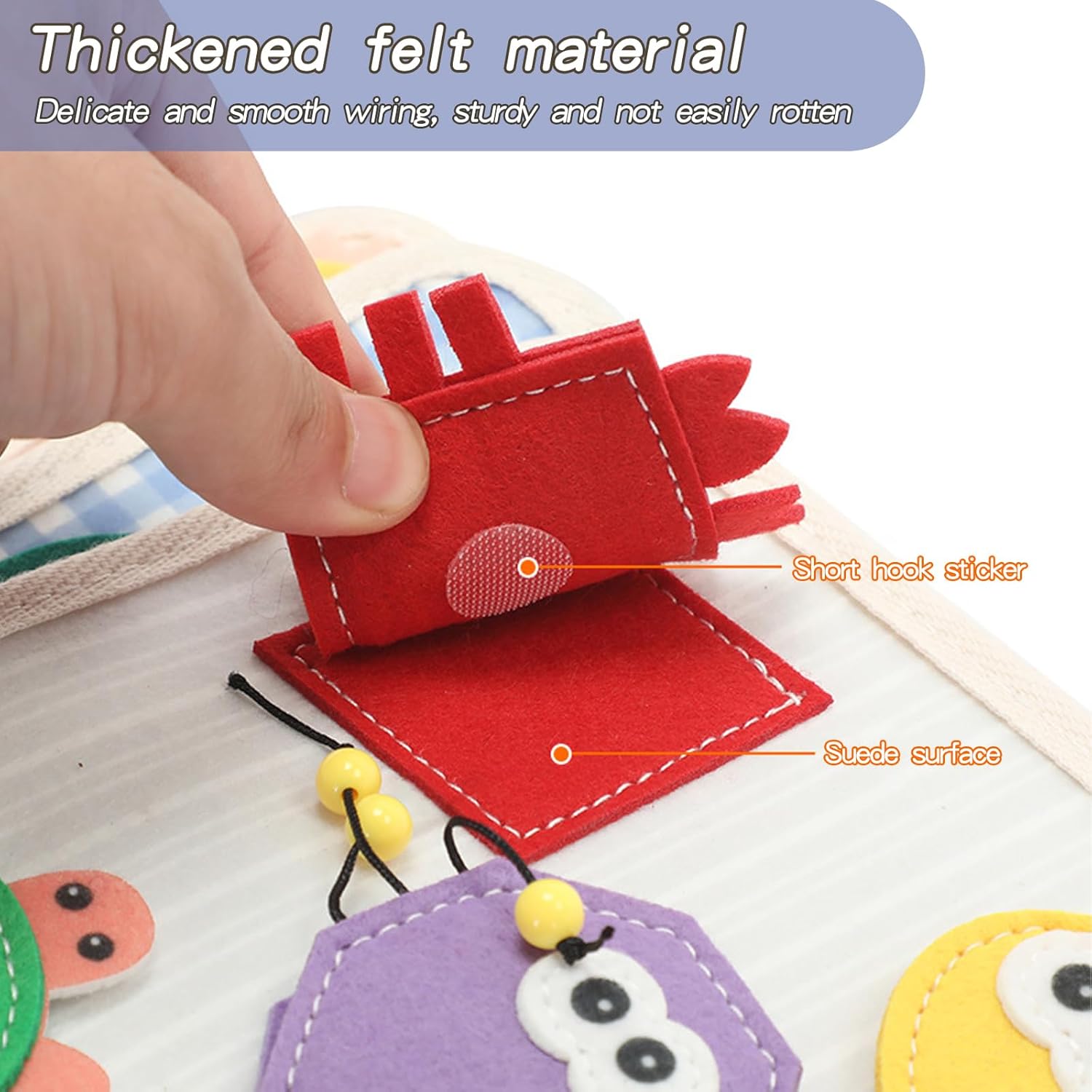 Activity Book, Generic Felt Book Children from 3 Years, Felt Book Montessori from 3 Years, Busy Book from 3 Years, Motor Skills Game for Travel, Preschool Children Learning Sensory Toy Busy Book