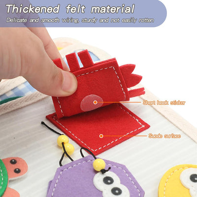 Activity Book, Generic Felt Book Children from 3 Years, Felt Book Montessori from 3 Years, Busy Book from 3 Years, Motor Skills Game for Travel, Preschool Children Learning Sensory Toy Busy Book