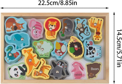 Wooden Fishing Game Toys,Safe and Harmless Magnetic 2-in-1 Fishing Game - Montessori Fishing Game No Sharp Edge Birthday Christmas Gift for Boys Girls Hiyoyo