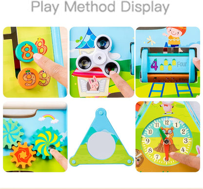 Montessori Toys Busy Triangle Clock Gear Learning Toy Activity Center Toddler Travel Toys Children Sensory Toys