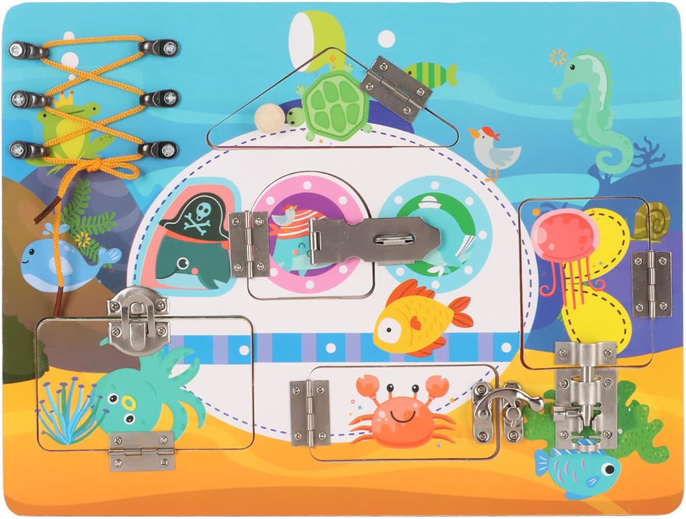 Quadro sensorial, estimular o exercício cerebral, placa de atividade sensorial, coordenação dos olhos, tema do oceano, explorar a cognição para jardim de infância para crianças pequenas