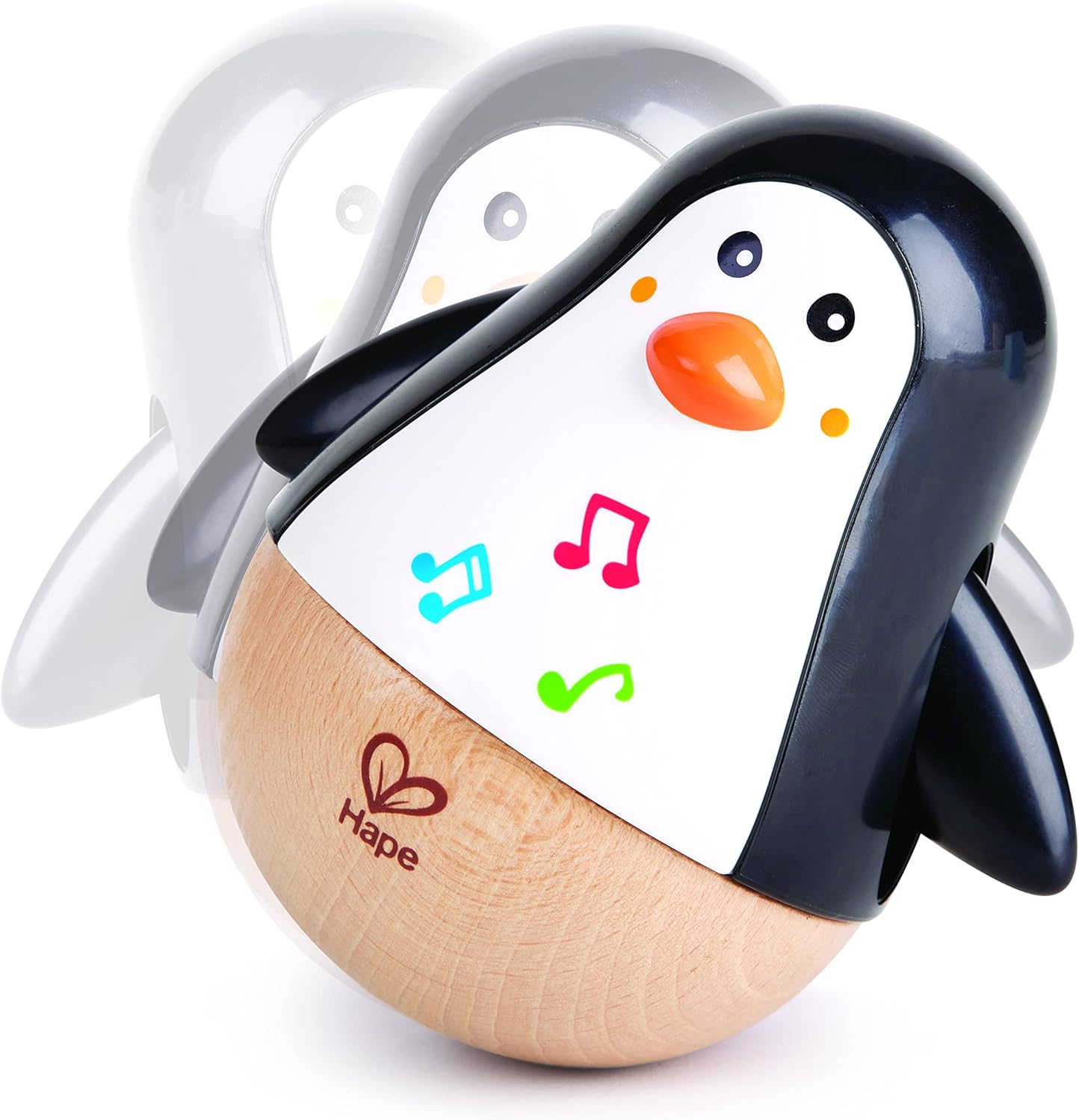 Fidtoy Wooden Penguin Musical Wobble Toy for Babies 6M+