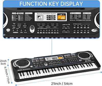 Fidtoy 61-Key Musical Piano Keyboard with Microphone for Kids Beginner Electronic Piano Toy