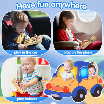 POLKRANE Tablero ocupado con luz LED, juguetes Montessori con interruptor de palanca, juguetes sensoriales para niños pequeños 1-3, juguetes de viaje para actividades educativas para niños pequeños