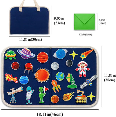 Craftstory Kids Solar System Toys Travel Felt-Board for Toddler, 25 Pieces Planets Space Flannel Board Story Set for Preschool Early Learning Storytelling Activity Interactive Play Gifts for Ages 3+