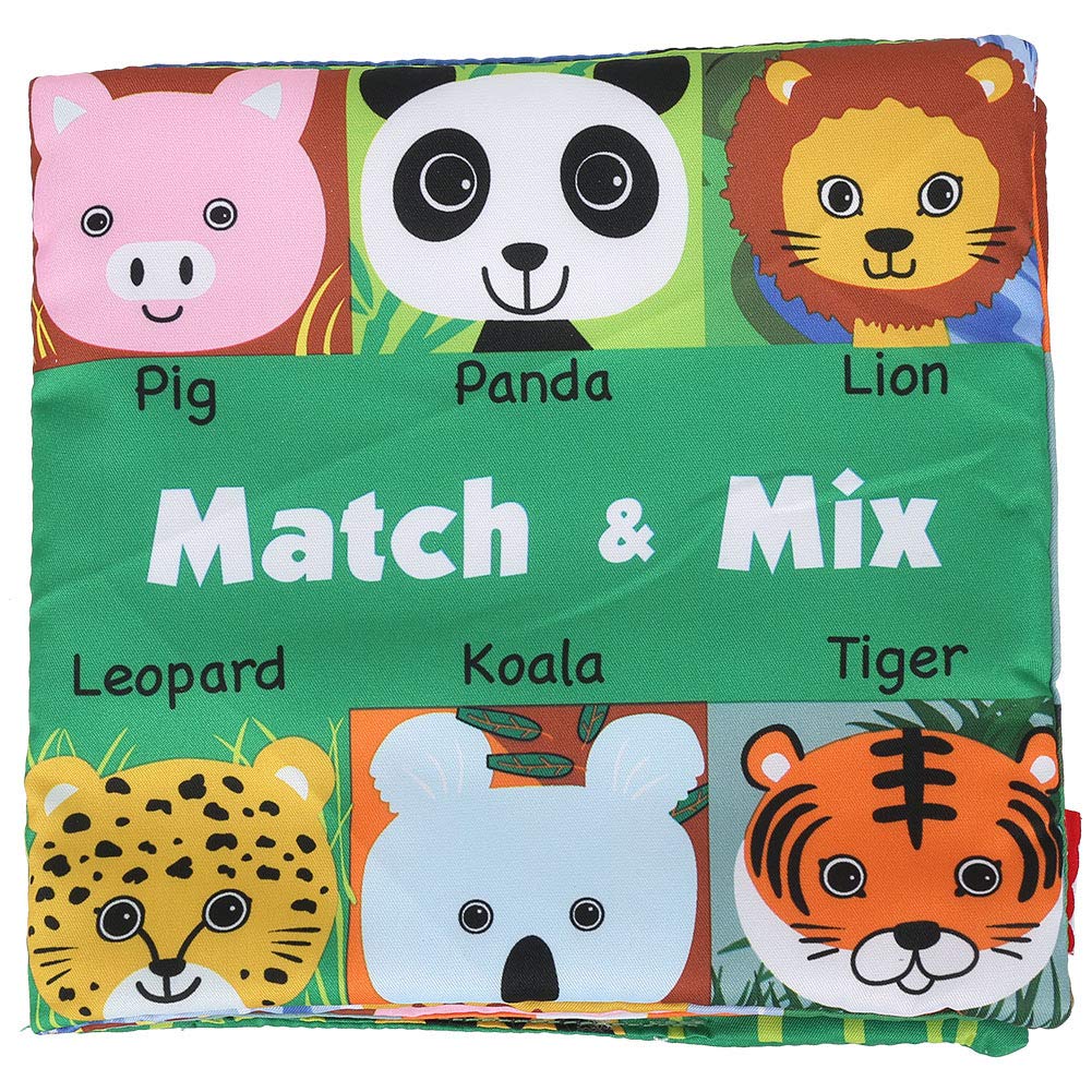 Fidtoy Montessori Soft Cloth Picture Book for Babies – Animal Sensory Fabric Book, Crinkle Early Learning Toy, Tactile Baby Book for Visual Recognition