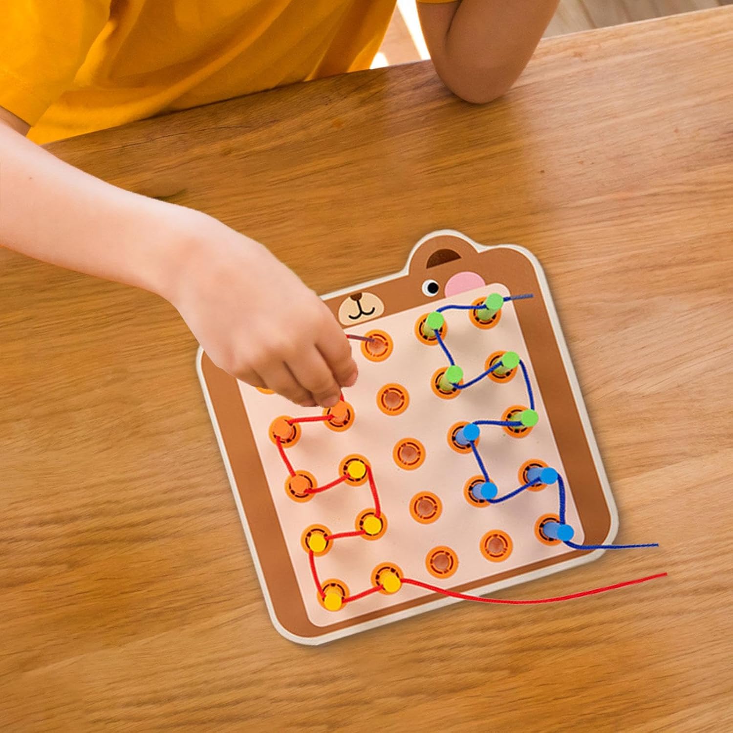 UJEAVETTE Lacing Threading Toy with Cards Travel Toy for Car Age 3 4 5 6 Airplane Bear