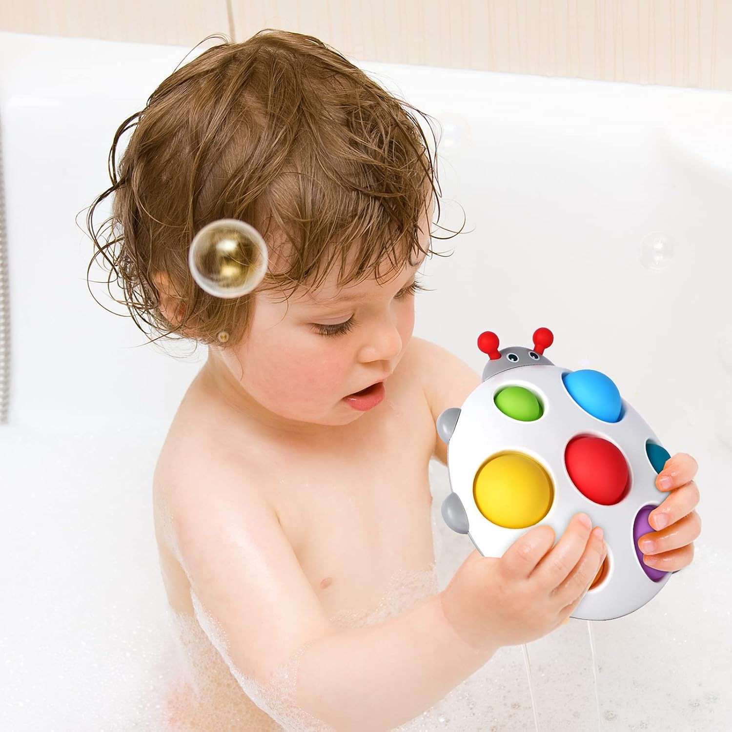 Baby Sensory Toys New Silicone Flipping Busy Board Early Educational Toys Rainbow Bubble Fidget Popper Toys for Toddler 1 3 multicolor 1 Count Pack of 1 HE0191