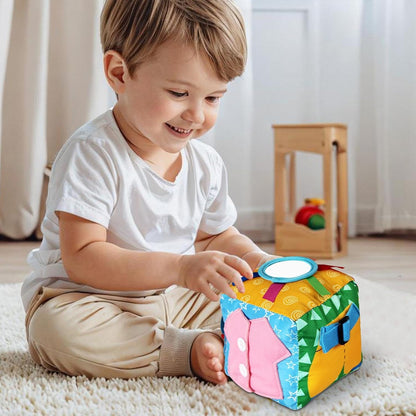 Brinquedo de caixa de tecido, brinquedos de aprendizagem para bebês de 6 a 12 meses - Caixa sensorial com brinquedos de atividades para bebês de animais de pelúcia - Brinquedos educativos para animais