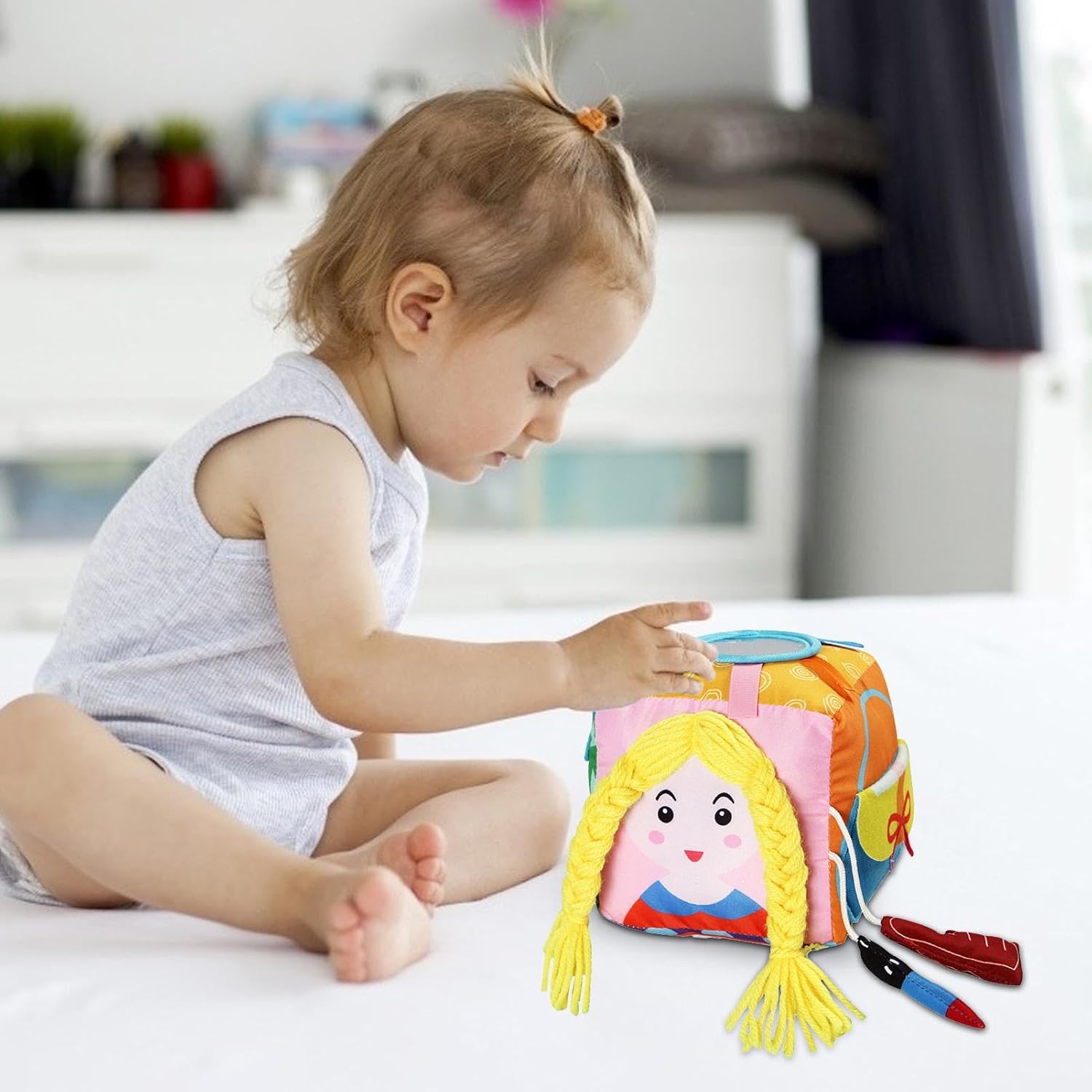 Brinquedo de caixa de tecido, brinquedos de aprendizagem para bebês de 6 a 12 meses - Caixa sensorial com brinquedos de atividades para bebês de animais de pelúcia - Brinquedos educativos para animais