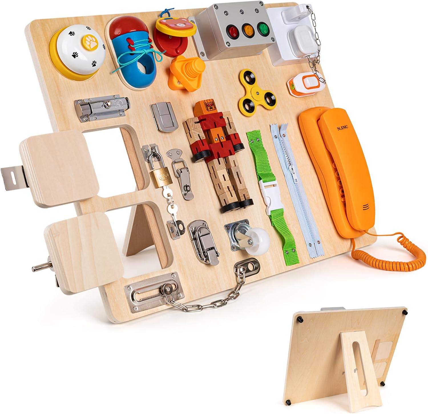 Fidtoy 20-in-1 Montessori Wooden Busy Board for Toddlers