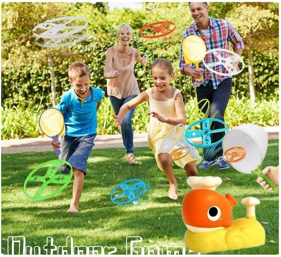 Fidtoy Whale Flying Disc Launcher Toy with Catch Nets