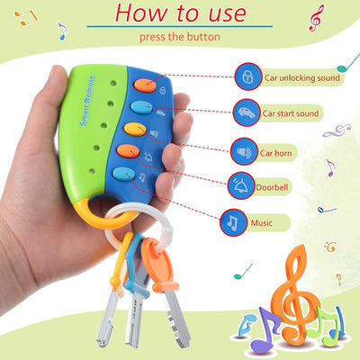 Fidtoy Musical Car Key Toy for Toddlers – Interactive Baby Car Remote Toy with Lights, Sounds & 10 Songs for Early Learning Play