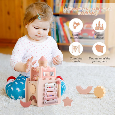 Juguete de castillo de actividades de madera Fidtoy para niños de más de 3 años, juego educativo