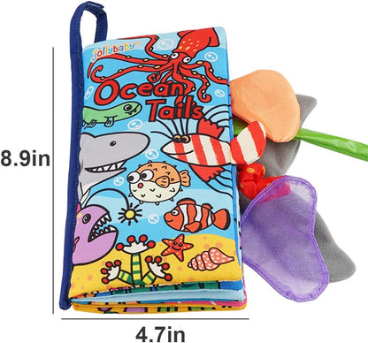Baby Soft Animal Tails Activity Cloth Book with Crinkle Fabric, Ocean Tails