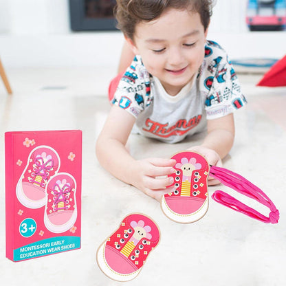 Chengstore Lacing Shoe Toy,Shoes Lacing Toy for Toddlers | Shoe Trying Practice for Kids, Learn to Tie Shoelaces Toy Fine Motor Skills Toy Threading Game