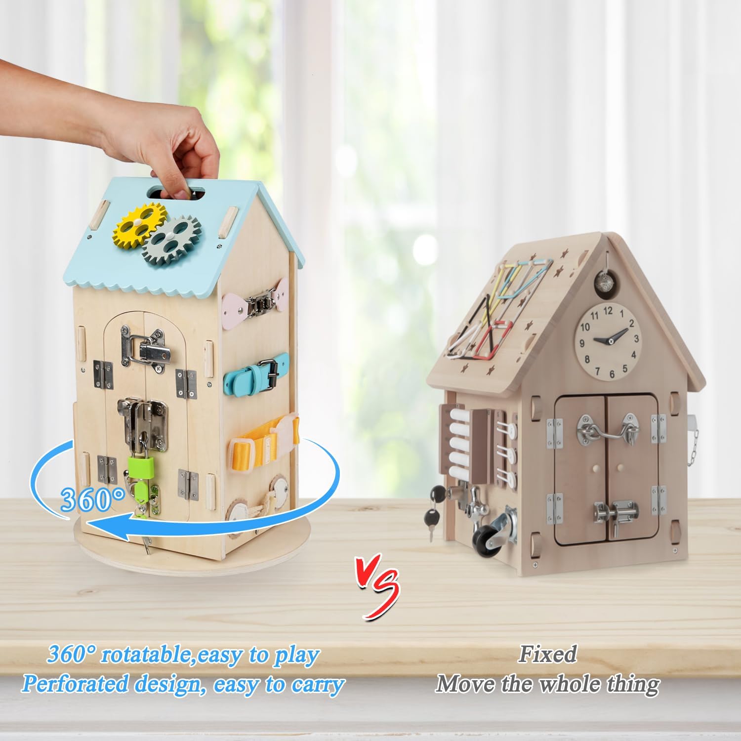 Spobot 8-in-1 Wooden Activity Cube for Kids, Montessori Toys for 12+ Months Toddlers, One Year Old 1st First Birthday Gift, Educational Learning Toys for Baby Boys Girls Age 1 2 3