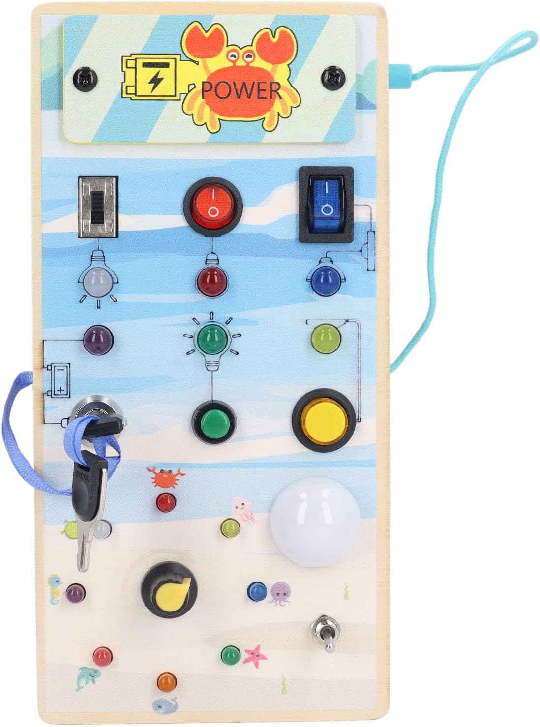 Placa de Madeira Com Luzes Led, Labirinto Magnético Com Tema Marinho, Interruptor de Luz Led Seguro, Jogo de Tabuleiro, Cor Rica, Brinquedo Sensorial para Crianças