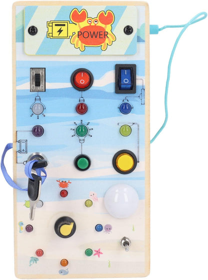 Placa de Madeira Com Luzes Led, Labirinto Magnético Com Tema Marinho, Interruptor de Luz Led Seguro, Jogo de Tabuleiro, Cor Rica, Brinquedo Sensorial para Crianças