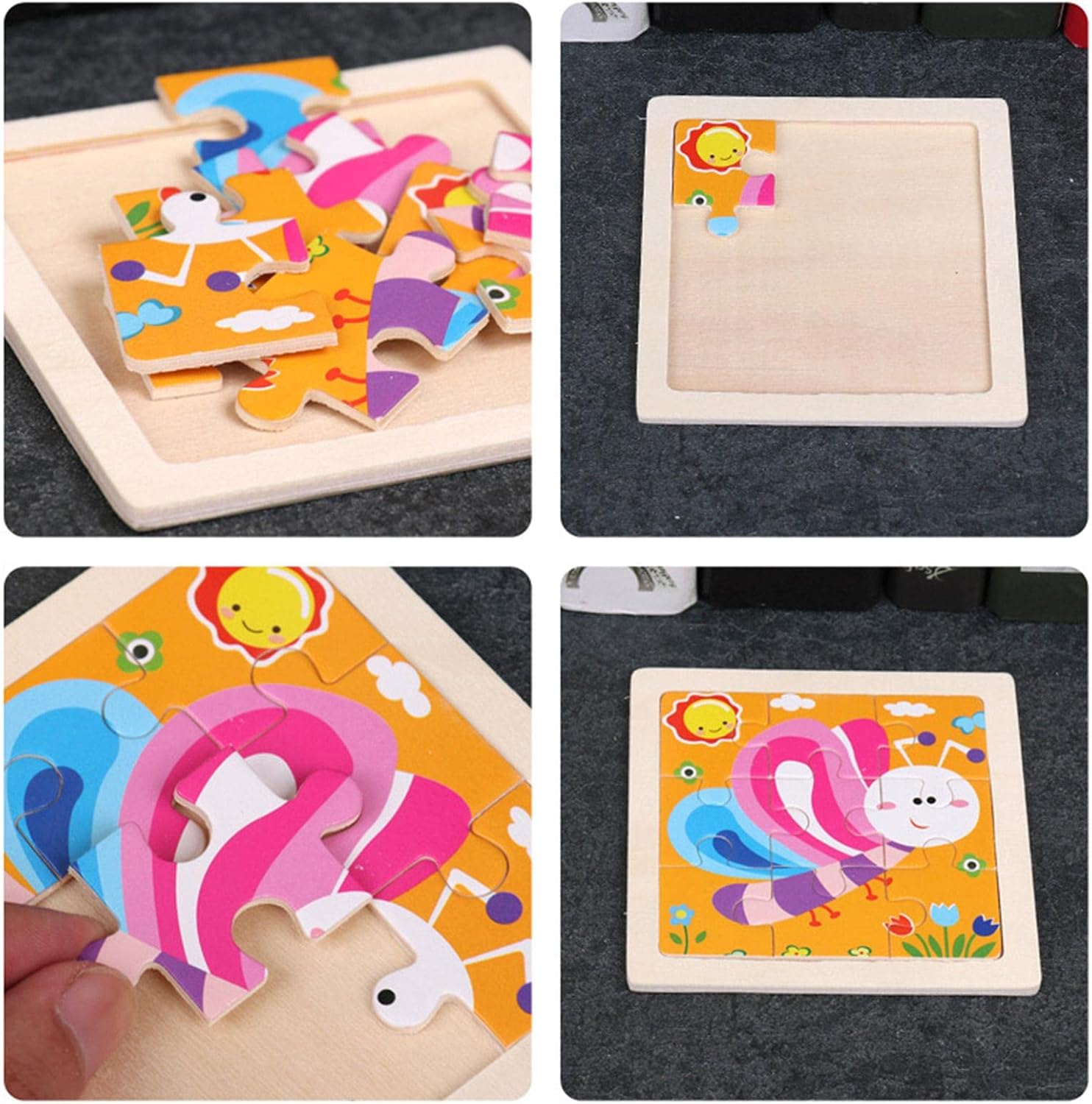 Fidtoy Puzzle en bois Montessori Insectes pour tout-petits – Jouet d'apprentissage éducatif pour les 3 ans et plus