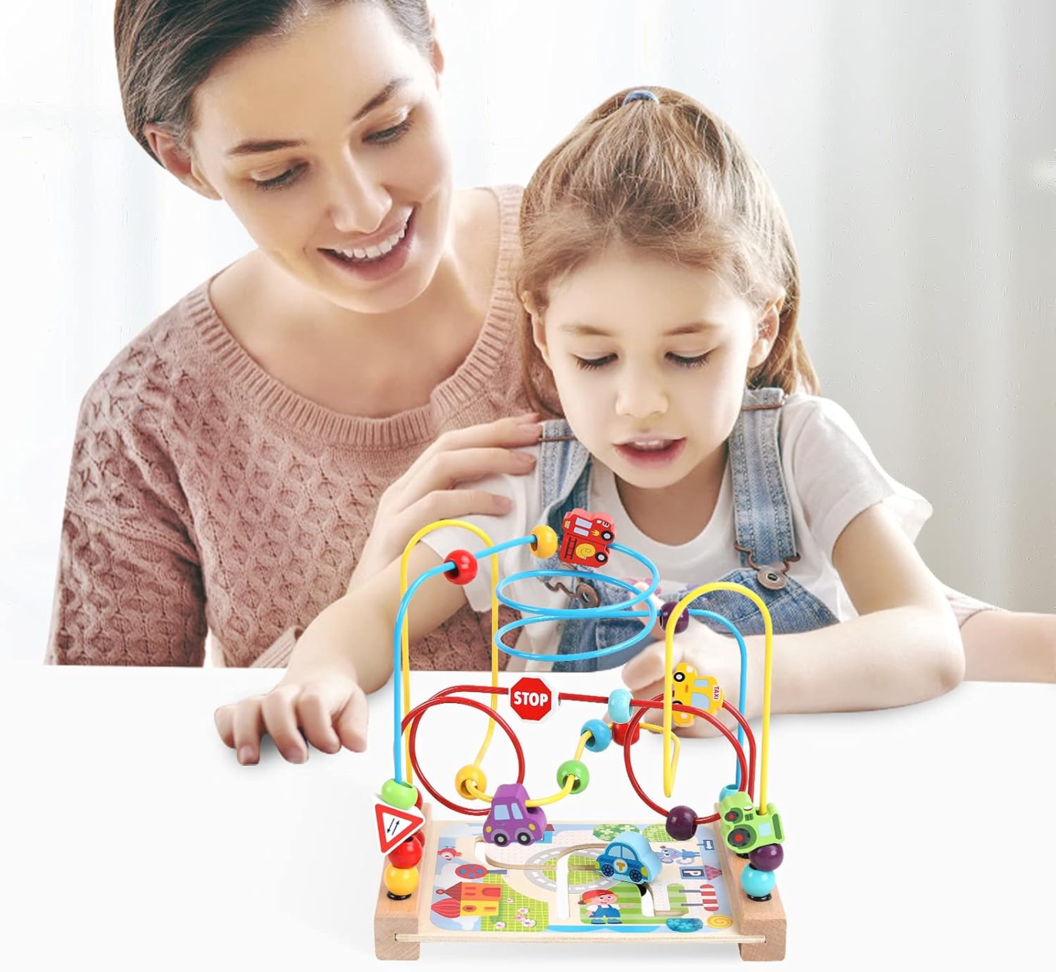 Fidtoy Jouet labyrinthe en perles en bois pour tout-petits