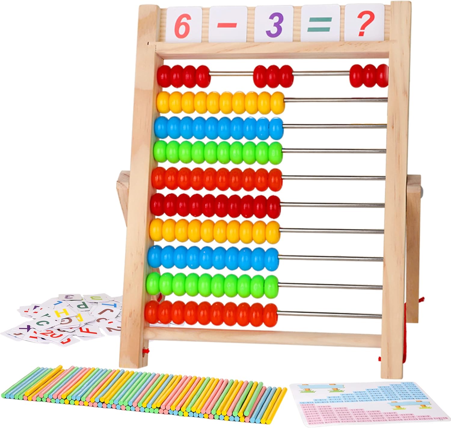 Fidtoy Boulier pour Enfants 3-5 Ans – Jouet de Comptage en Bois pour l'Apprentissage des Maths