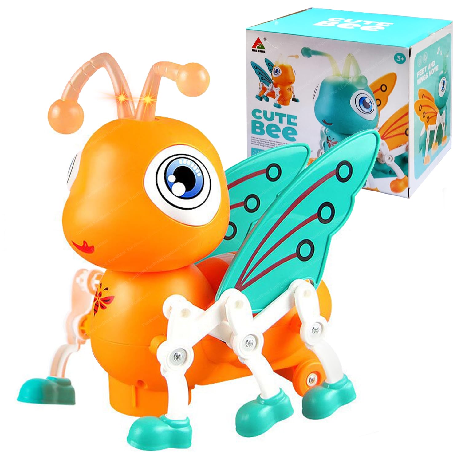 Fidtoy Walking Musical Bee Toy with Lights and 360 Rotation
