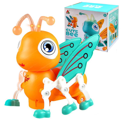 Fidtoy Walking Musical Bee Toy with Lights and 360 Rotation