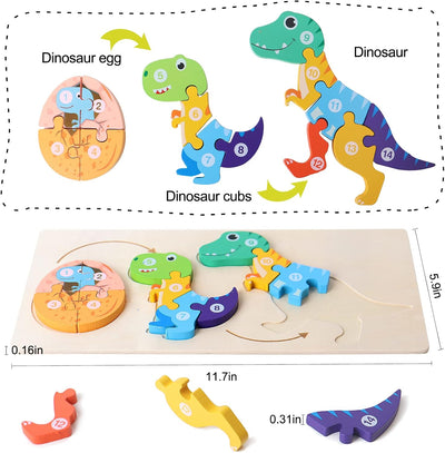 Fidtoy 3D Cognitive Puzzle of Animal Growth - Random Animals, Wooden Animal Growth Puzzle with Numbered Pieces, Montessori Nature Learning Toy for Kids