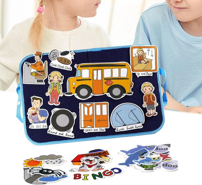 Tablero de historias de fieltro portátil Montessori sensorial habilidad fina actividad preescolar interactiva regalos del Día de San Valentín p, autobús