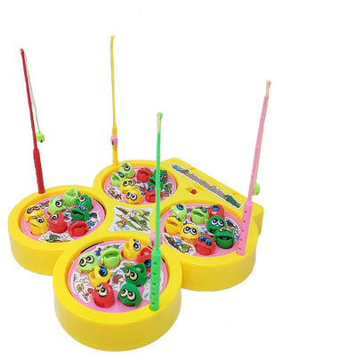Fidtoy Magnetic Rotating Fishing Game for Kids 4 Players Musical Fish Catching Toy Age 3+
