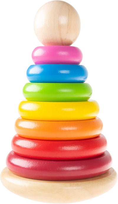 Fidtoy Rainbow Stacking Tower Wooden Counting Toy for Toddlers