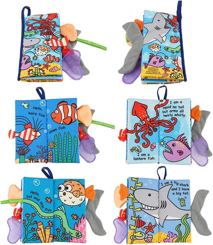 Baby Soft Animal Tails Activity Cloth Book with Crinkle Fabric, Ocean Tails