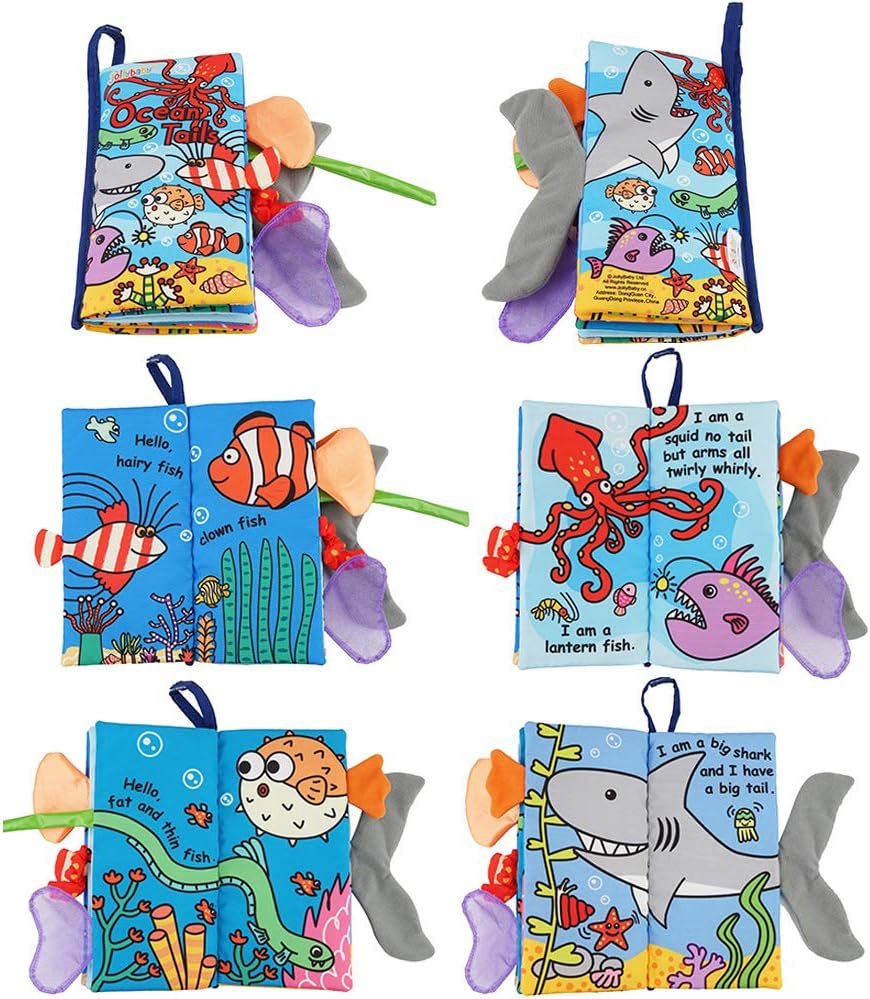 Baby Soft Animal Tails Activity Cloth Book with Crinkle Fabric, Ocean Tails