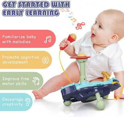 Fidtoy 5 in 1 Musical Drum Set Toy for Toddlers 1-3 Early Learning Instrument