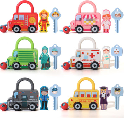 Fidtoy Lock and Key Matching Toy Set Montessori Learning Locks for Toddlers Color Recognition Fine Motor Skills Educational Puzzle Toy Travel Quiet Toy Gift