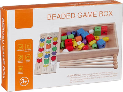 Fidtoy Wooden Stringing Beads Set for Toddlers Fine Motor Skills Learning Toy Montessori Threading Beads for Preschool Quiet Time Play