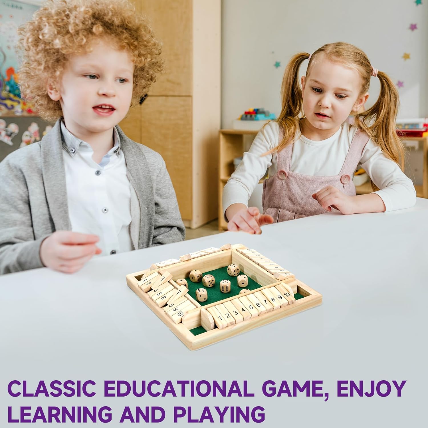 Jeu de dés de nombres en bois Fidtoy pour enfants de 3 ans et plus, jouet d'apprentissage des mathématiques