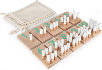 Holz & Schnüdel Wooden Montessori Counting Toy Educational Math Peg Board for Boys and Girls Ages 2 Years and up | Modern Nordic Design – Sustainable Materials for Toddlers and Preschool Kids