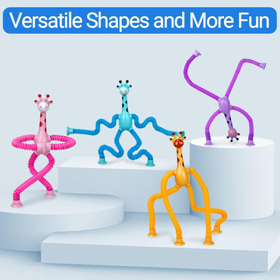 Fidtoy Telescopic Suction Cup Giraffe Sensory Toy for Toddlers Stretch Pop Tube Fidget Toy