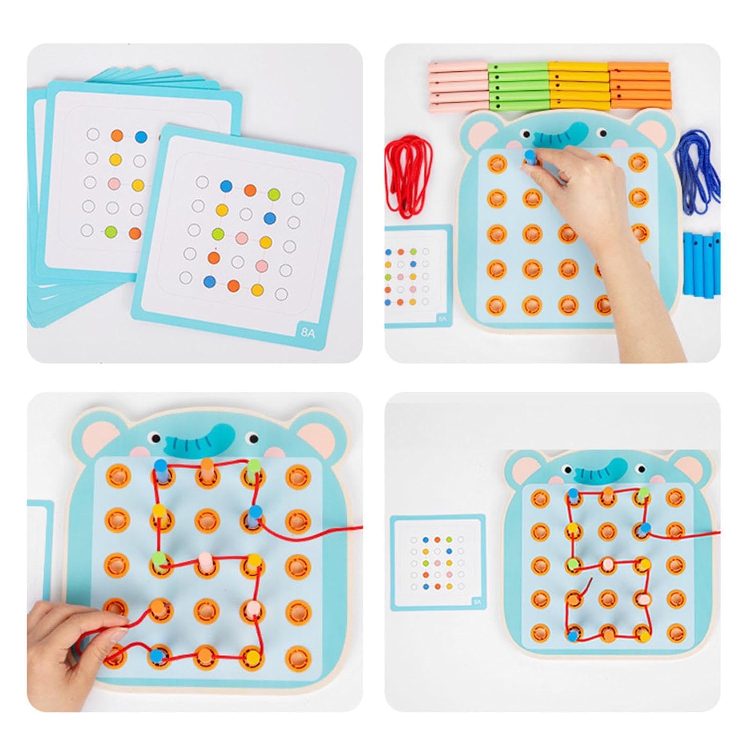 bnf Lacing Threading Toy with Cards Travel Toy for Car Age 3 4 5 6 Airplane Elephant Baby | Toys for Baby | Developmental Baby Toys